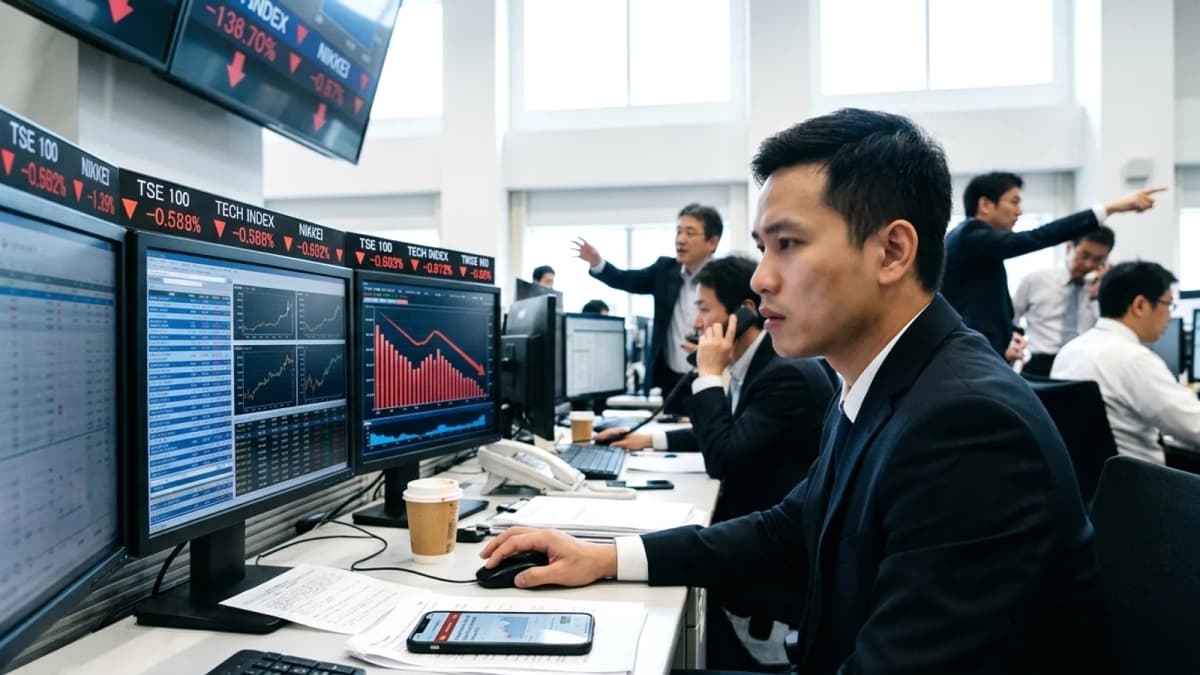 Chứng khoán Tokyo giảm điểm: Chốt lời công nghệ và bất ổn Trung Đông