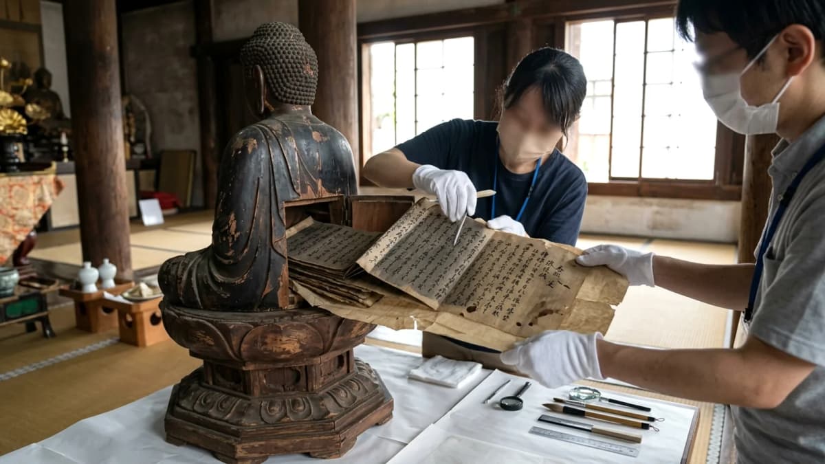 Phát hiện cổ thư quý giá bên trong tượng Phật ở Osaka: Hé lộ lịch sử thời Heian